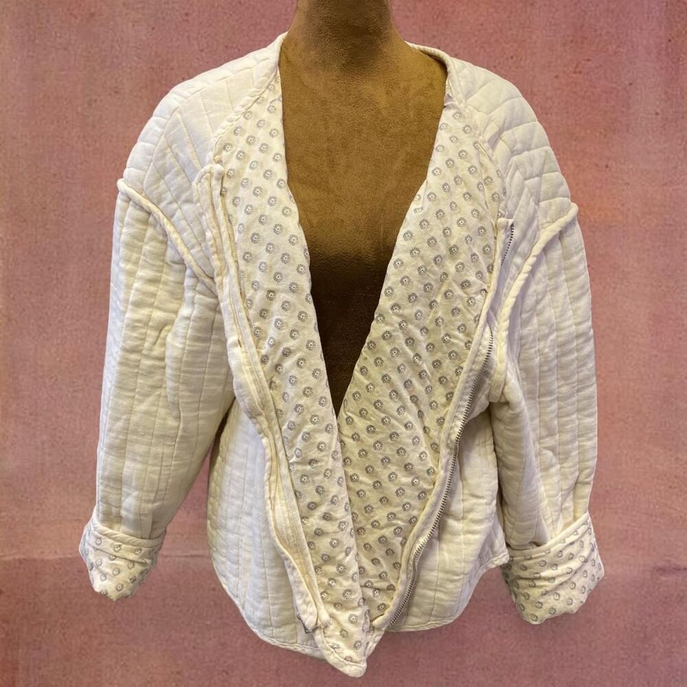 Bohemian Cottagecore Feminine Fairy Neutral Quilted Jacket Coat Old Navy